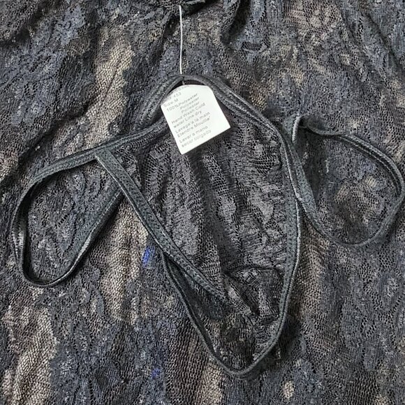 Shirley of Hollywood Intimates New Lace Net Black And Blue Nighty Lingerie Set - Picture 8 of 11